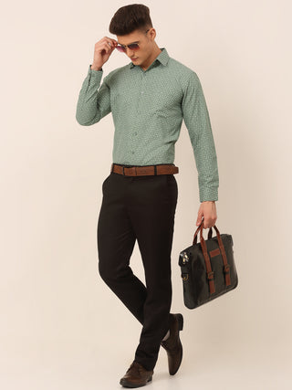 Men Green Classic Printed Formal Shirt