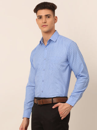 Men Blue Classic Printed Formal Shirt