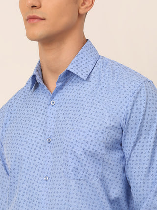 Men Blue Classic Printed Formal Shirt