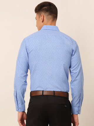 Men Blue Classic Printed Formal Shirt