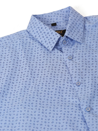 Men Blue Classic Printed Formal Shirt