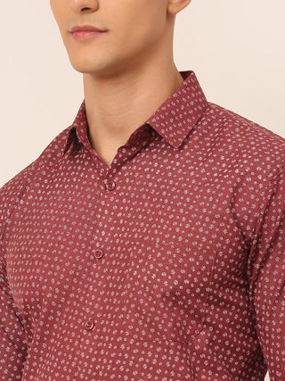 Men Maroon Classic Printed Formal Shirt