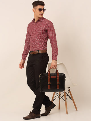 Men Maroon Classic Printed Formal Shirt