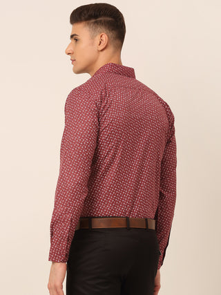 Men Maroon Classic Printed Formal Shirt