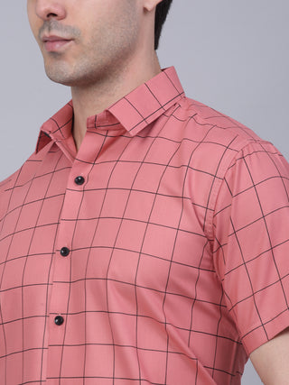 Indian Needle Men's Cotton Half Sleeve Checked Formal Shirts