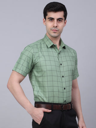 Indian Needle Men's Cotton Half Sleeve Checked Formal Shirts