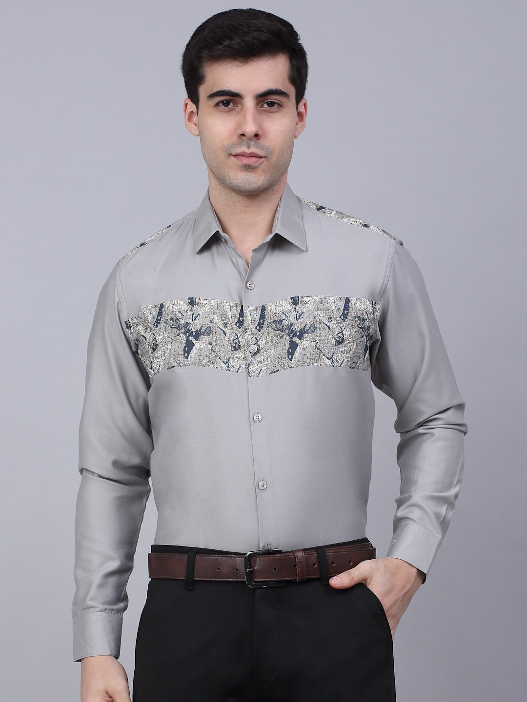 Jainish Men's Cotton Lycra Printed Formal Shirts