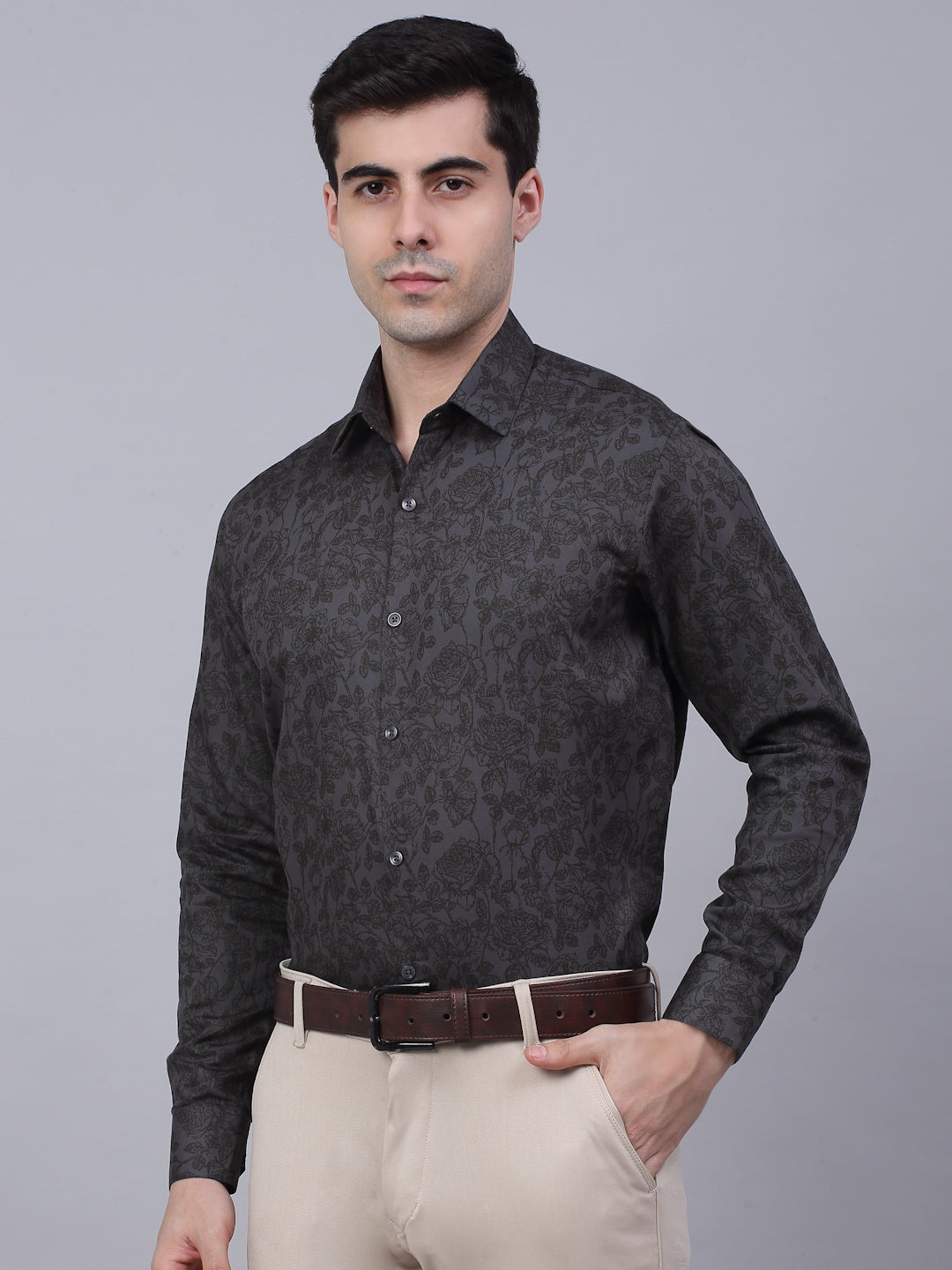 Jainish Men's Cotton Lycra Printed Formal Shirts