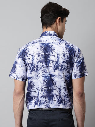 Men Blue Classic Printed Formal Shirt