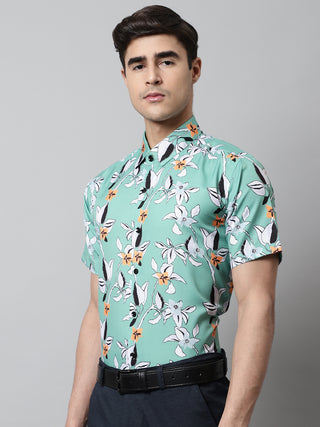 Men Green Classic Printed Formal Shirt