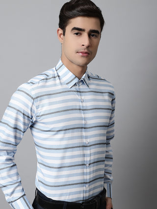 Men Sky Classic Horizontal Striped Formal Shirt