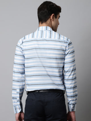 Men Sky Classic Horizontal Striped Formal Shirt