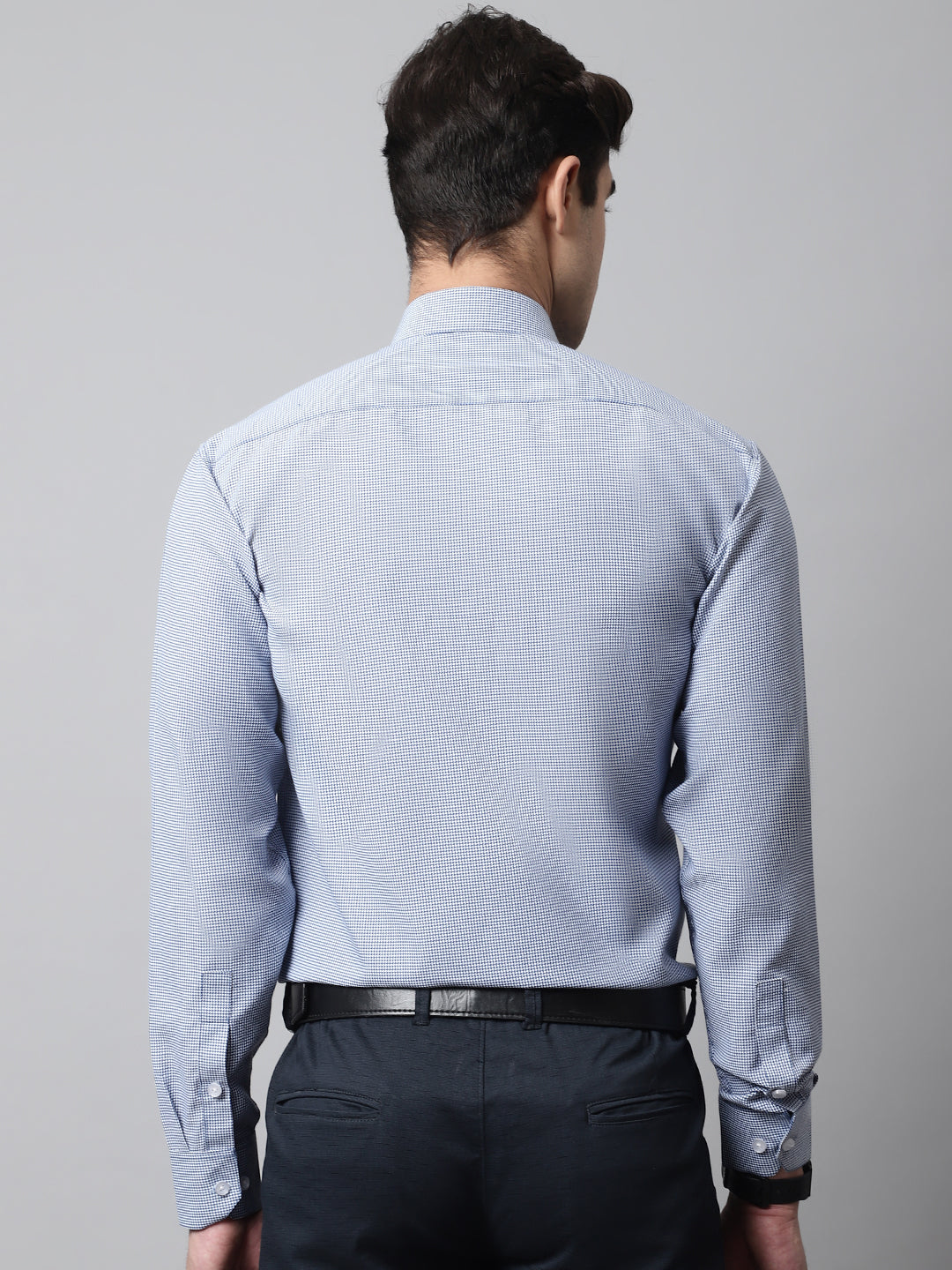 Men Blue Checks Pure Cotton Formal Shirt