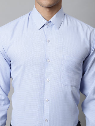 Men Light Blue Checks Pure Cotton Formal Shirt