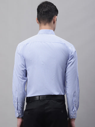 Men Blue Micro Checked Formal Shirt