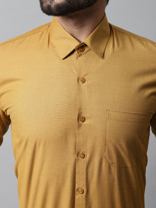 Men Mustard Classic Slim Fit Solid Formal Shirt