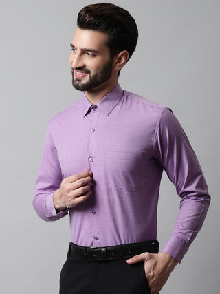 Men Purple Classic Slim Fit Solid Formal Shirt