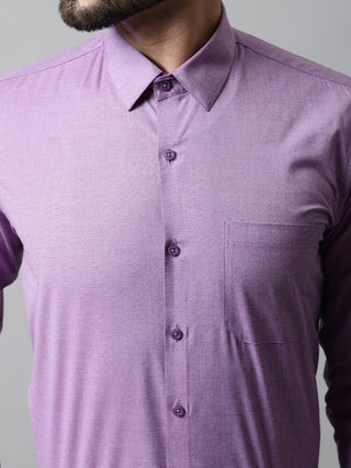 Men Purple Classic Slim Fit Solid Formal Shirt