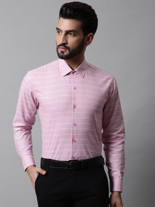 Men Pink Classic Striped Formal Cotton Shirt