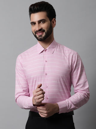 Men Pink Classic Striped Formal Cotton Shirt