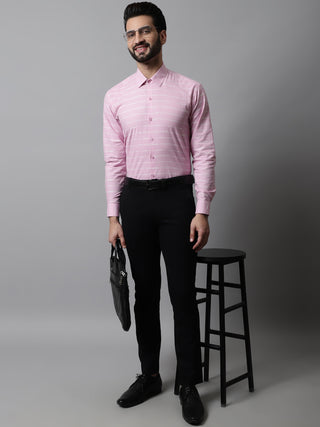 Men Pink Classic Striped Formal Cotton Shirt