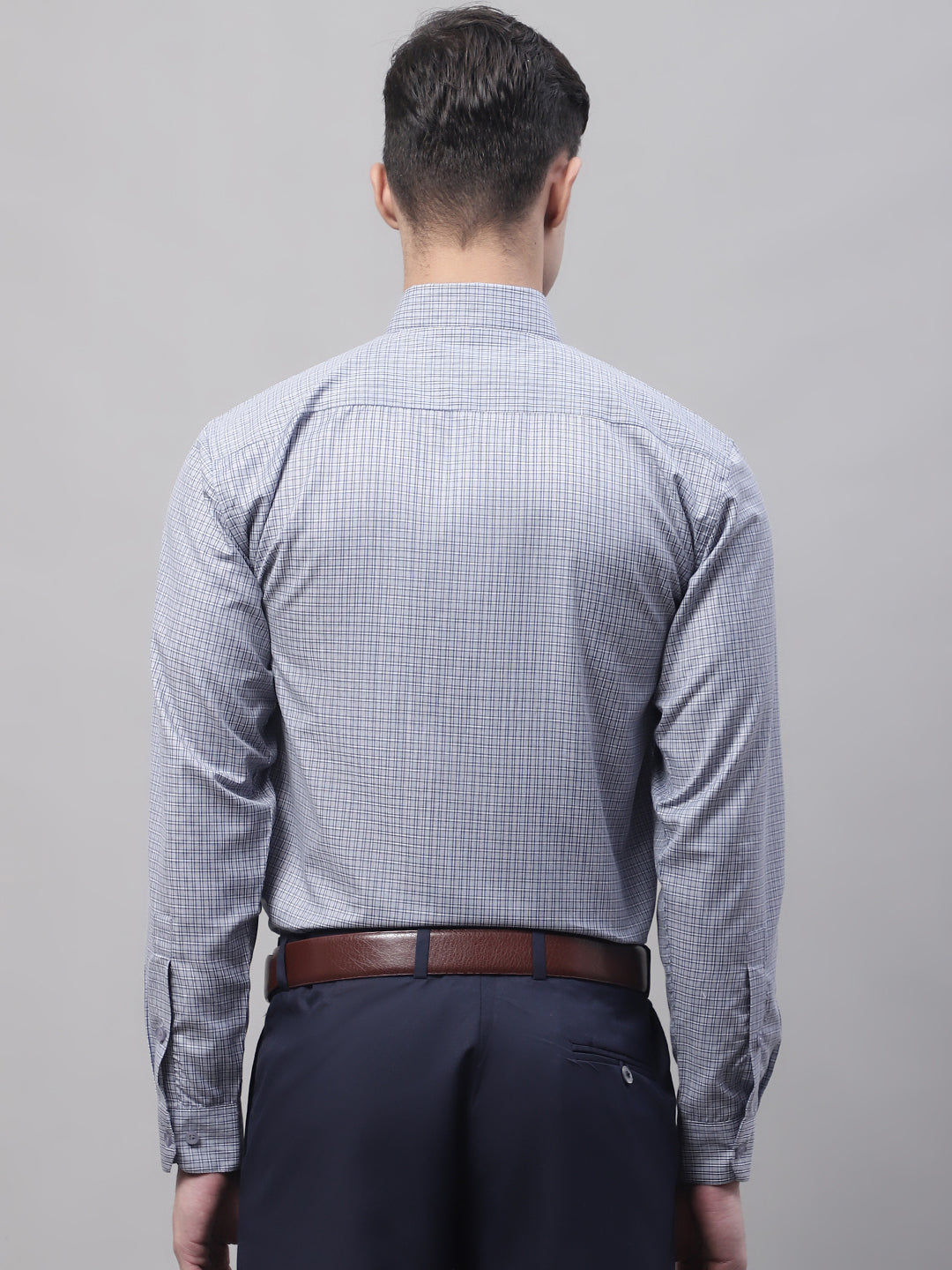 Men Grey Micro Checked Formal Shirt