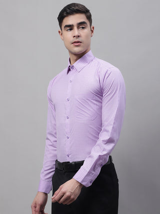 Men Purple Micro Checked Formal Shirt