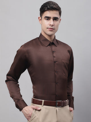 Men's Coffee Dobby Textured Formal Shirt