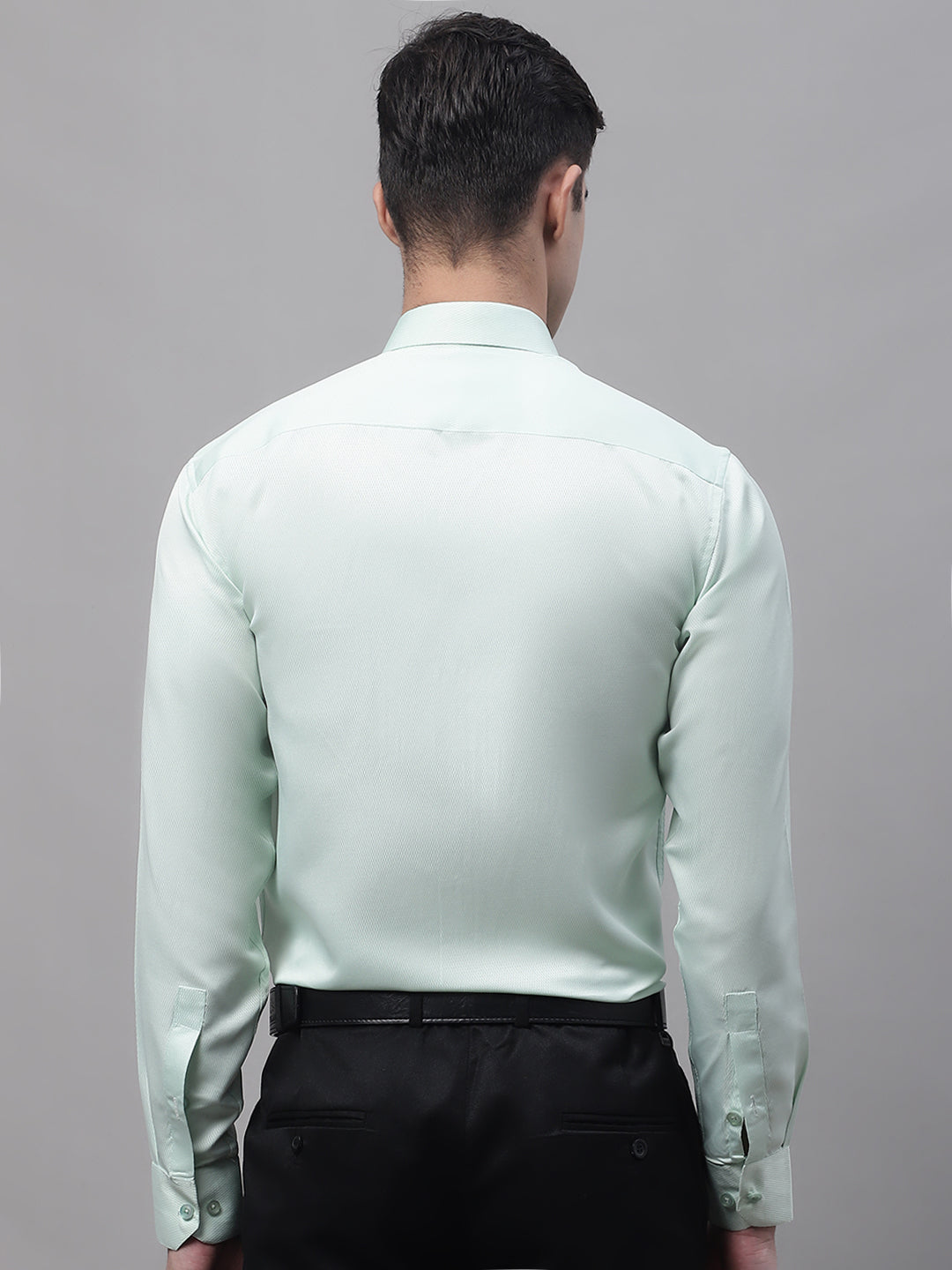 Men's Light-Green Dobby Textured Formal Shirt