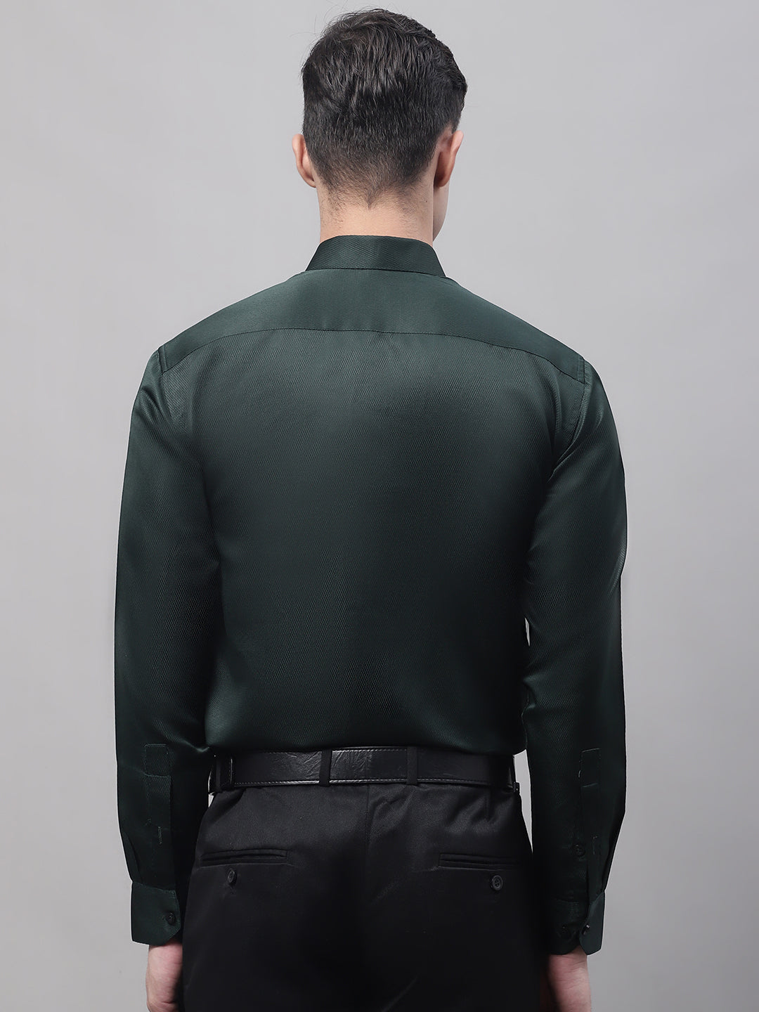 Men's Olive Green Dobby Textured Formal Shirt