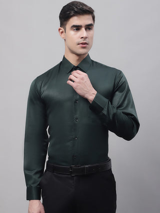 Men's Olive Green Dobby Textured Formal Shirt