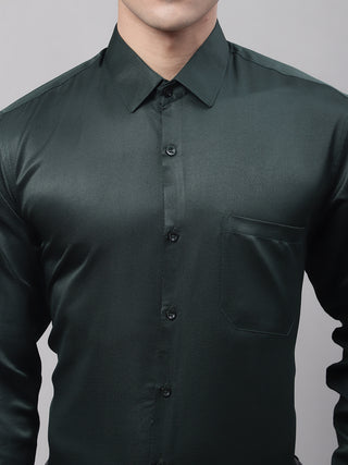 Men's Olive Green Dobby Textured Formal Shirt