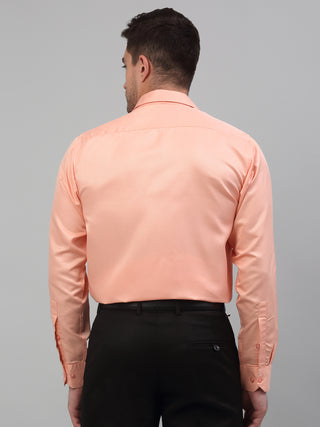 Men's Orange Dobby Textured Formal Shirt