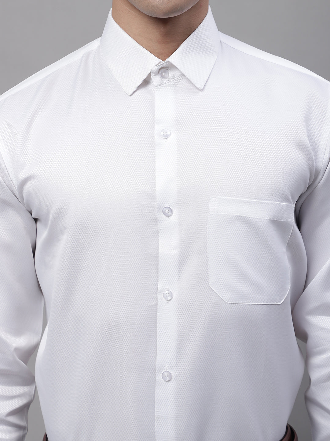 Men's White Dobby Textured Formal Shirt