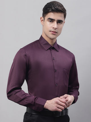 Men's Purple-Wine Dobby Textured Formal Shirt