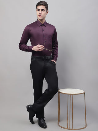 Men's Purple-Wine Dobby Textured Formal Shirt