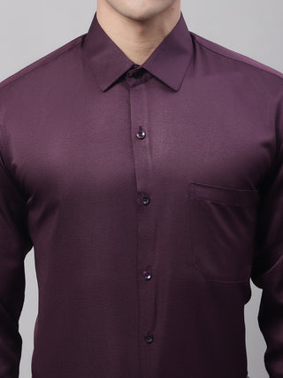 Men's Purple-Wine Dobby Textured Formal Shirt