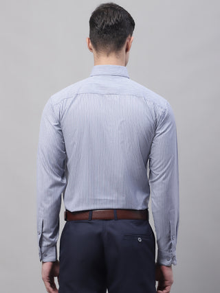 Men Grey Vertical Striped Formal Shirt