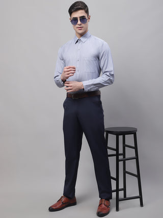 Men Grey Vertical Striped Formal Shirt