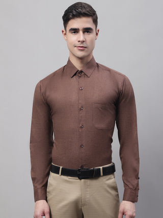 Men's Coffee Brown Cotton Solid Formal Shirt