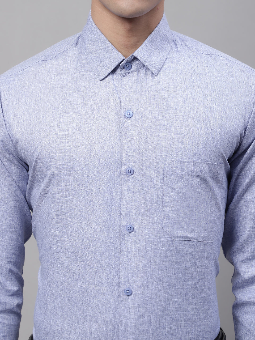 Men's Light-Grey Cotton Solid Formal Shirt