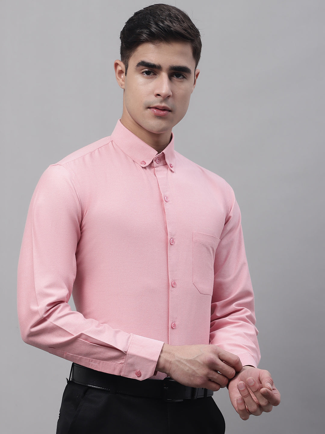 Men's Coral Cotton Solid Formal Shirt