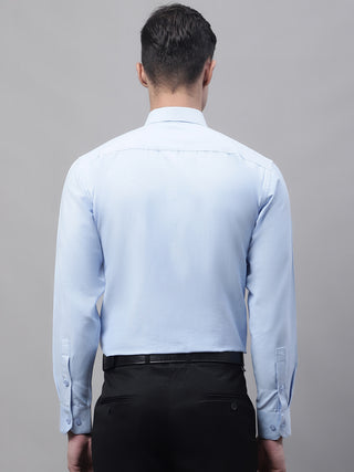 Men's Sky Blue Cotton Solid Formal Shirt