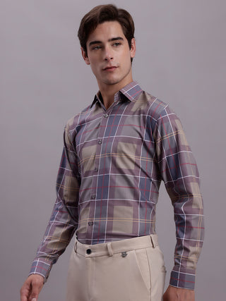 Men's Cotton Blend Checked Formal Shirt