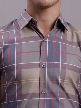 Men's Cotton Blend Checked Formal Shirt