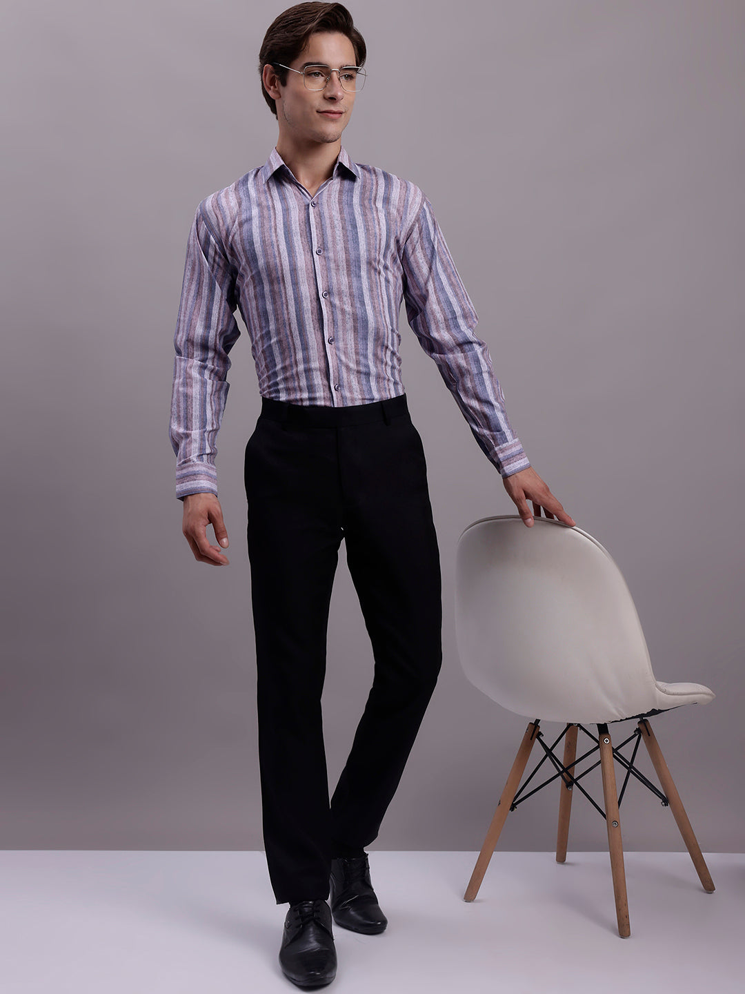 Men's Cotton Blend Striped Formal Shirt