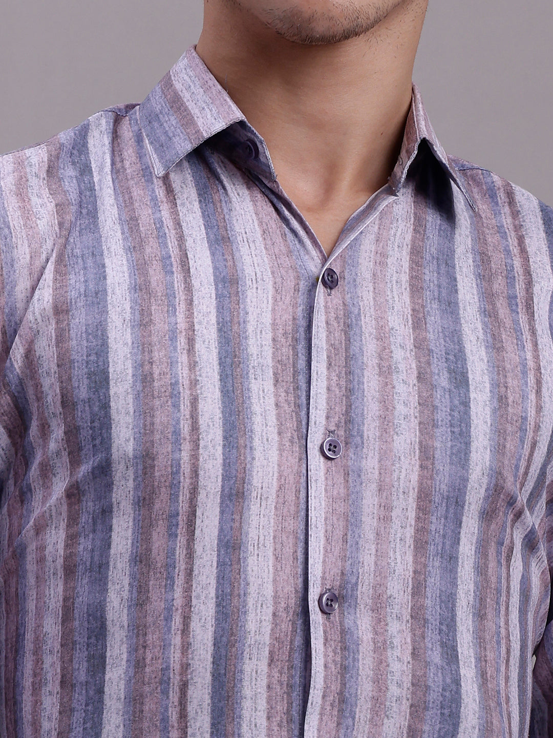 Men's Cotton Blend Striped Formal Shirt