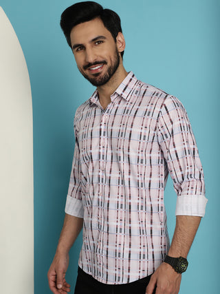 Men's Cotton Blend Checked Casual Shirt for Mens