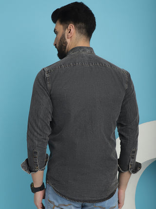 Faded Cotton Denim Casual Shirt for Men