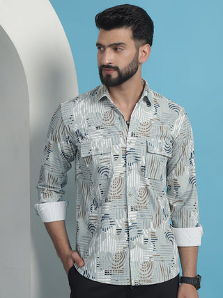 Men Printed Corduroy Cotton Shirt